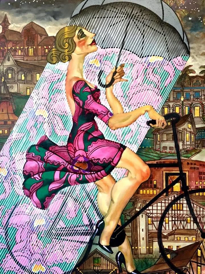 A Mulher, A Bicicleta e o Guarda-chuva
